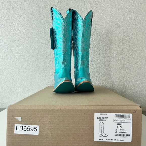 Lane SMOKESHOW Womens Cowboy Boots 7.5 Turquoise Leather Western Cowgirl Tall - Picture 10 of 11